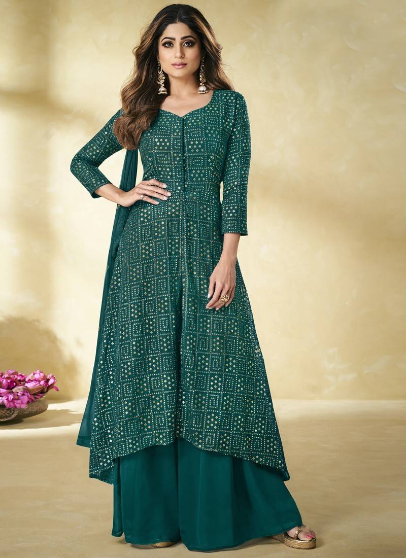 Teal Green Designer Party Wear Pakistani Suit Vasu Sarees 4014793