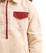 Fawn plain cotton boys-kurta-pyjama