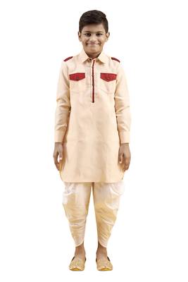 Fawn plain cotton boys-kurta-pyjama 2