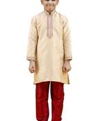 Gold embroidered silk boys-kurta-pyjama