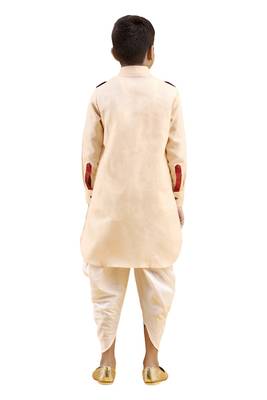 Fawn plain cotton boys-kurta-pyjama 5