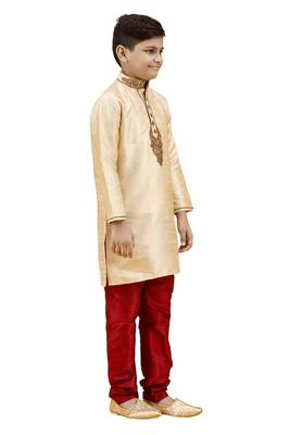 Gold embroidered silk boys-kurta-pyjama 3