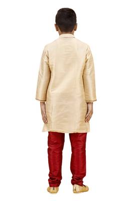 Gold embroidered silk boys-kurta-pyjama 5