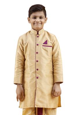 Gold embroidered silk boys-dhoti-kurta 3