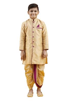 Gold embroidered silk boys-dhoti-kurta 1
