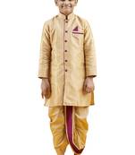 Gold embroidered silk boys-dhoti-kurta