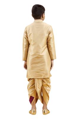 Gold embroidered silk boys-dhoti-kurta 5