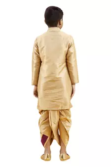 Gold embroidered silk boys-dhoti-kurta