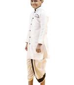 Fawn embroidered silk boys-dhoti-kurta