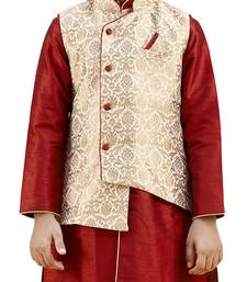 Maroon plain silk boys-dhoti-kurta