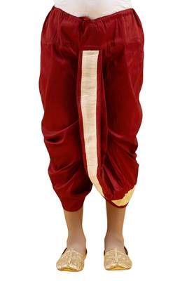 Maroon plain silk boys-dhoti-kurta 4
