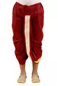 Maroon plain silk boys-dhoti-kurta