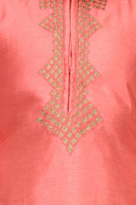 Pink embroidered silk boys-kurta-pyjama 2