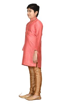 Pink embroidered silk boys-kurta-pyjama 3