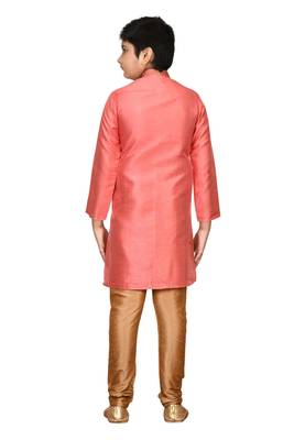 Pink embroidered silk boys-kurta-pyjama 5