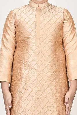 Gold embroidered silk boys-kurta-pyjama 2