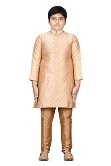 Gold embroidered silk boys-kurta-pyjama