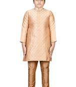 Gold embroidered silk boys-kurta-pyjama