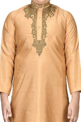 Gold embroidered silk boys-kurta-pyjama 2