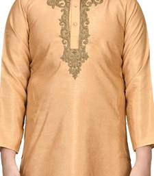 Gold embroidered silk boys-kurta-pyjama