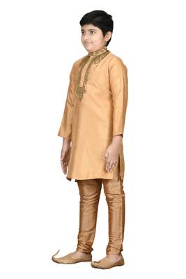 Gold embroidered silk boys-kurta-pyjama 3