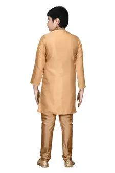 Gold embroidered silk boys-kurta-pyjama