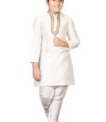 Fawn embroidered silk boys-kurta-pyjama