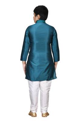 Green embroidered silk boys-kurta-pyjama 2