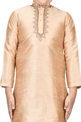 Gold embroidered silk boys-kurta-pyjama 2