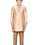 Gold embroidered silk boys-kurta-pyjama