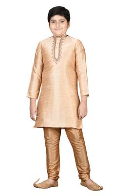 Gold embroidered silk boys-kurta-pyjama 5