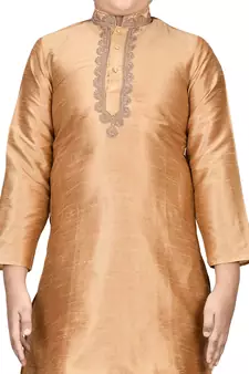 Gold embroidered silk boys-kurta-pyjama