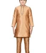 Gold embroidered silk boys-kurta-pyjama