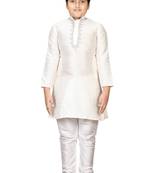 Fawn embroidered silk boys-kurta-pyjama