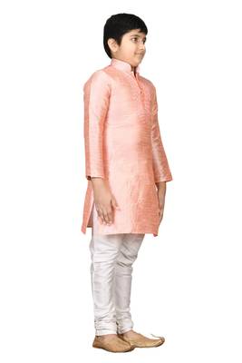 Pink embroidered silk boys-kurta-pyjama 5