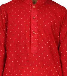 Maroon printed silk boys-kurta-pyjama