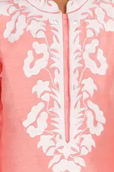 Pink embroidered silk boys-kurta-pyjama