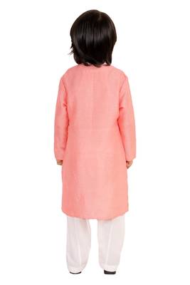 Pink embroidered silk boys-kurta-pyjama 4