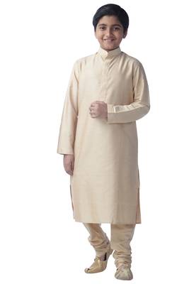 Fawn embroidered silk boys-kurta-pyjama 1