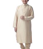 Fawn embroidered silk boys-kurta-pyjama