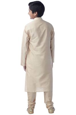 Fawn embroidered silk boys-kurta-pyjama 3