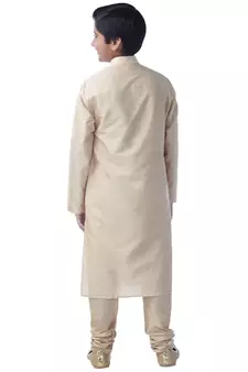 Fawn embroidered silk boys-kurta-pyjama