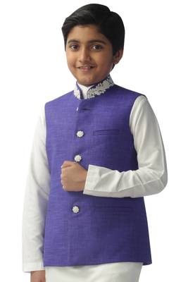 Fawn embroidered silk boys-kurta-pyjama 2