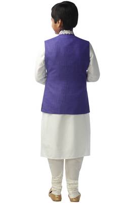 Fawn embroidered silk boys-kurta-pyjama 3
