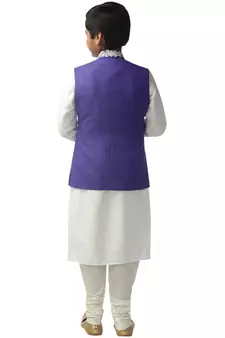Fawn embroidered silk boys-kurta-pyjama