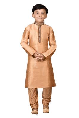 Gold embroidered silk boys-kurta-pyjama 1
