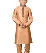 Gold embroidered silk boys-kurta-pyjama