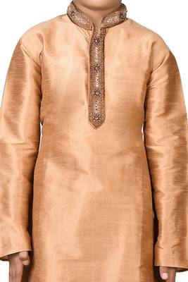 Gold embroidered silk boys-kurta-pyjama 3