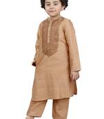 Gold embroidered silk boys-kurta-pyjama