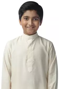 Green embroidered silk boys-kurta-pyjama
